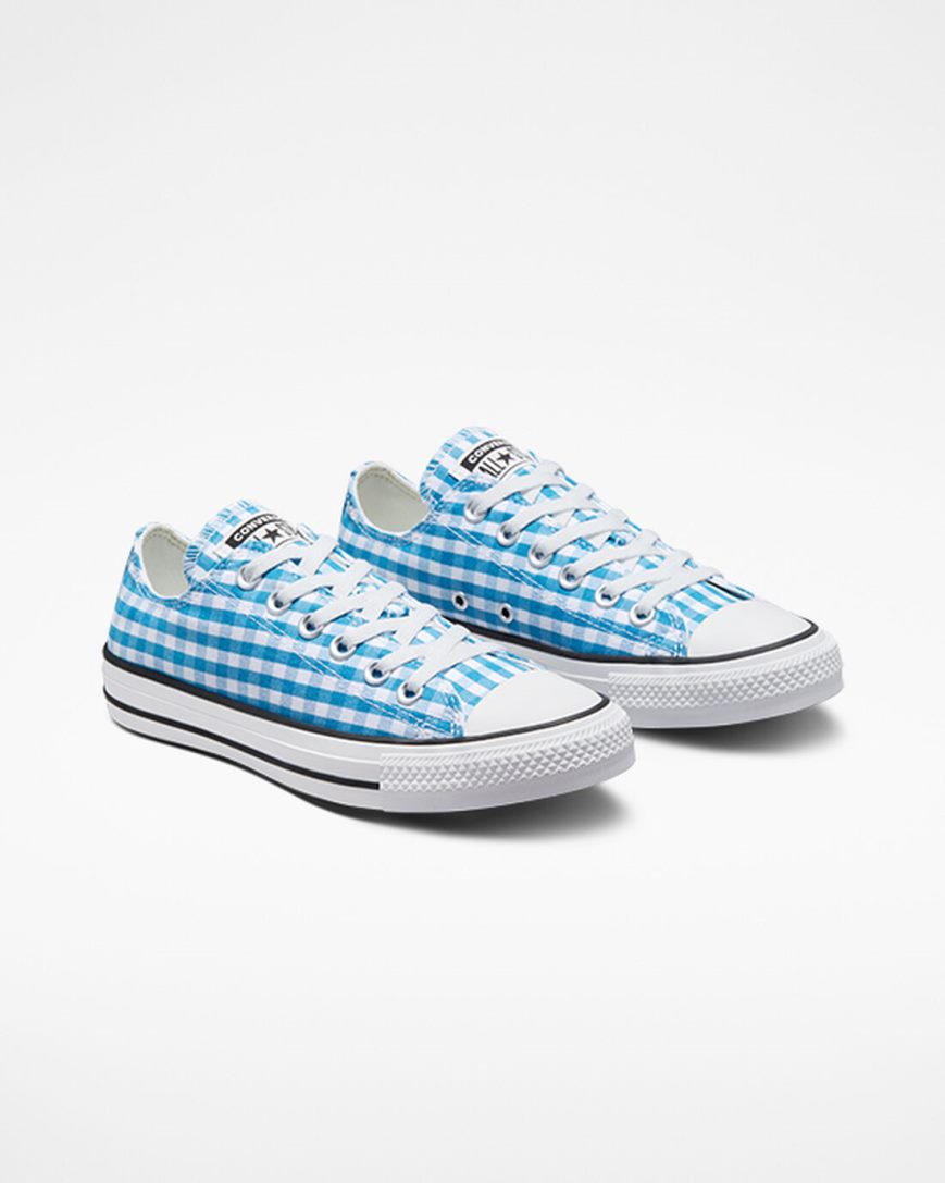 Tenisi Dama Converse Chuck Taylor All Star Gingham Albastri Albi Negrii | RO XCT13D605